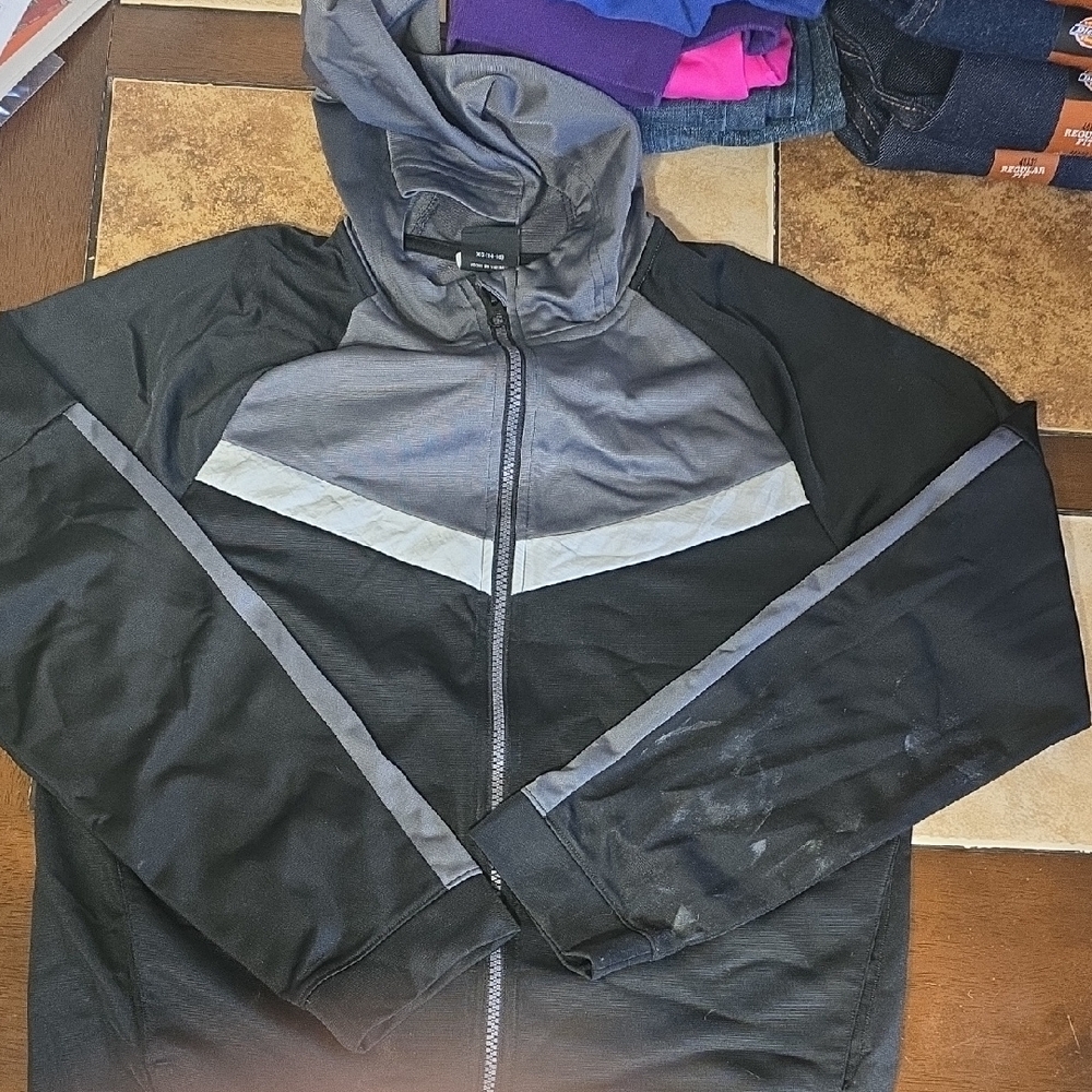 Black and Gray Boys Zip Up Hoodie